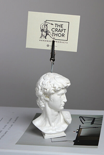 The Craft Thor David Büst Beton Notluk / Not Tutacağı | Handmade Decorative Object and Desktop Card Holder