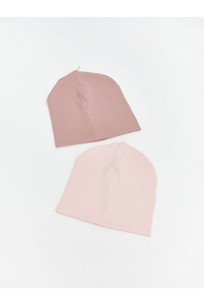 LC Waikiki Peak New Season Pink Basic Baby Girl Beanie 2-Pack