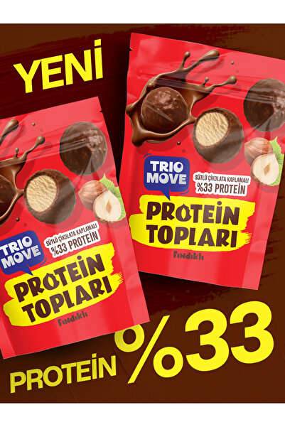 TrioMove Sütlü Çikolata Kaplamalı Fındıklı Protein Topları (Şeker İlavesiz) Trio Move