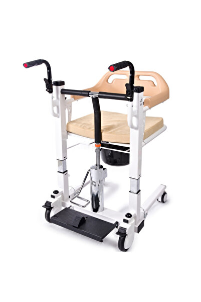 KAYAMED Comfort Plus Tuvaletli Sandalye Manuel | Ayak Pedallı Sistem,Klozet Özellikli, Katlanır Yapı, DM-160