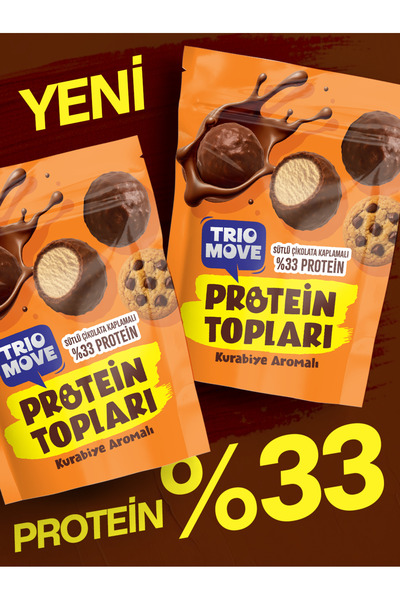 TrioMove Sütlü Çikolata Kaplamalı Kurabiye Aromalı Protein Topları (Şeker İlavesiz) Trio Move