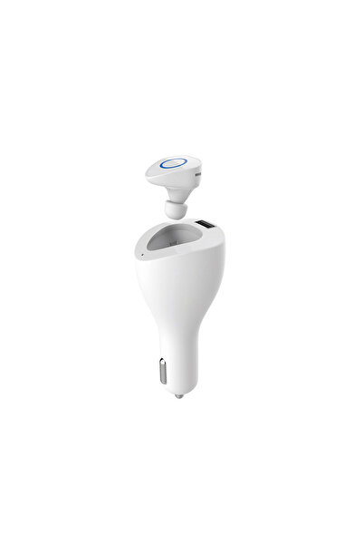 Devia Casca Bluetooth Vortex White (cu incarcator auto 2.1A)
