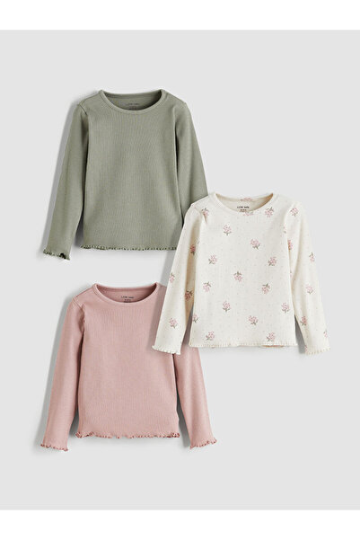 LC Waikiki T-Shirt for Baby Girls with Crew Neck, 3 Pack