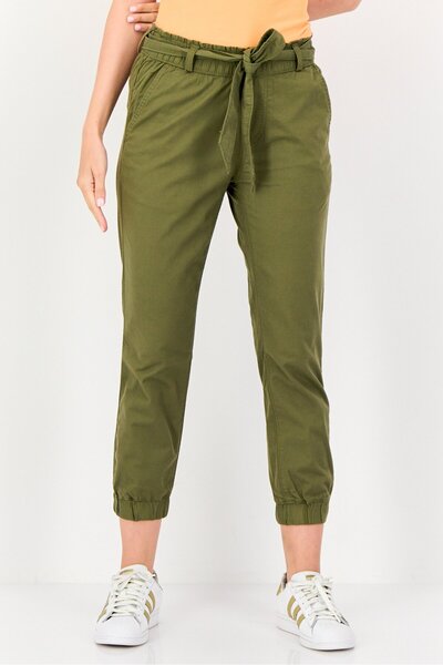 Levi's Women Regular Fit Solid Belted Jogger Pants, Dark Olive