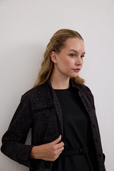 Hilay Trace Oval Cepli Düğmeli İçlik Elbiseli Takım SİYAH