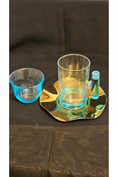 Turkish Store İstanbul Asorti Colorful Mint Handle 18 Pieces Tea Set