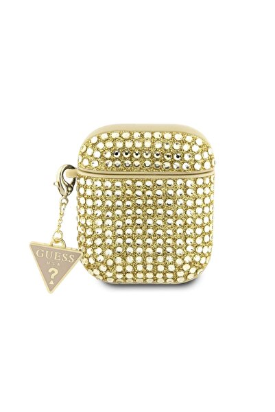 Guess Husa Rhinestones Triangle Metal Logo Airpods Generation 1/2 Auriu