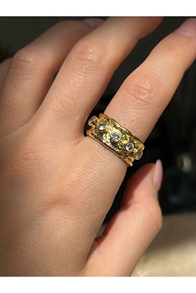 Font Natural Stone Gold Adjustable Ring