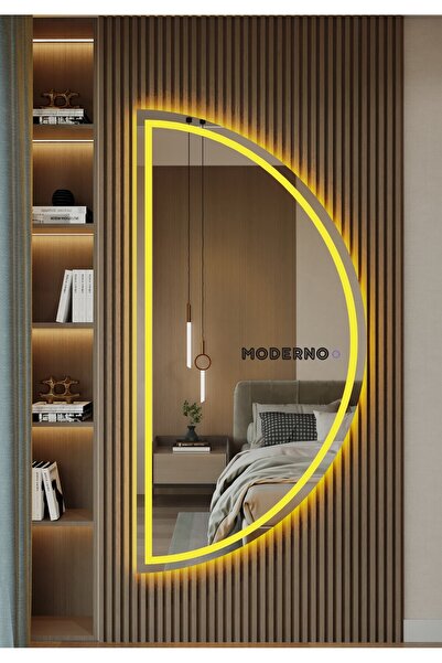 L' CAPO AMBER Kumlamalı DOKUNMATİK Yarım ay Ledli Ayna, Ledli Boy Aynası, Konsol Aynası, Duvar Aynası,