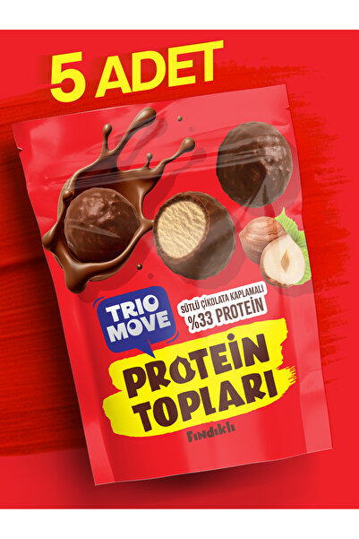 TrioMove Sütlü Çikolata Kaplamalı Fındıklı Protein Topları (Şeker İlavesiz) Trio Move