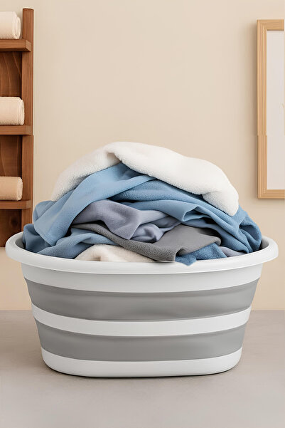 EVONİTA Katlanabilir Çamaşır Leğeni 40 Lt Akordiyon Katlanır Sepet Yer Kaplamaz Pratik Banyo Düzenleyici