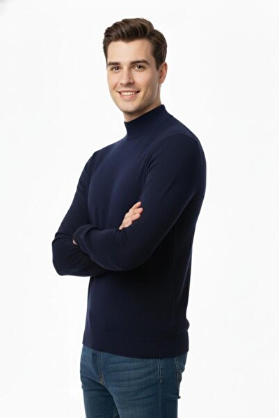 Çizgi Triko Men's Half Fisherman Sweater Steel Knit Regular Fit 4241B Bgl-St04854