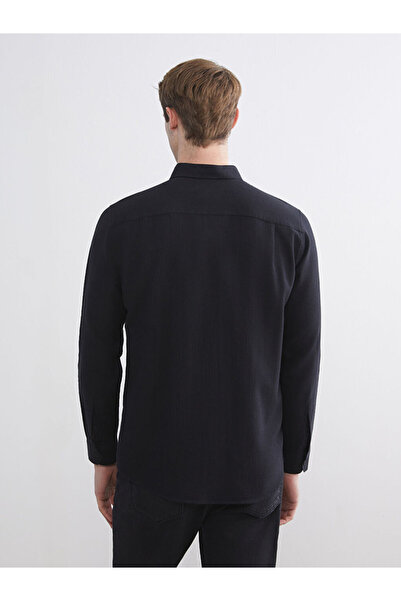 LC Waikiki Λαμπερές επιλογές από το Shining Store |   Ανδρικό πουκάμισο με μακρυμάνικο λινό μεσαίο χρώμα