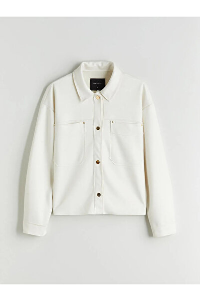 LC Waikiki Ecru Women's Suede Look Shirt Jacket