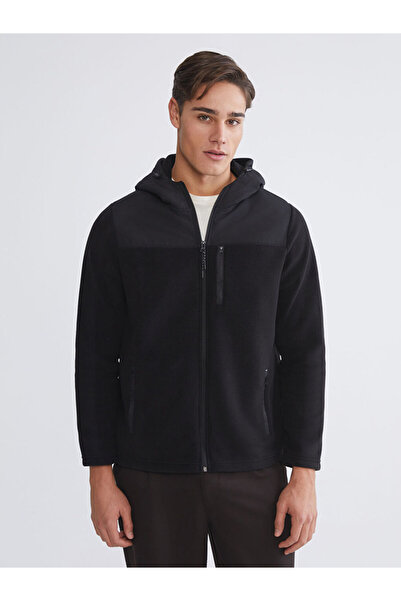 LC Waikiki MG TRENDEN Siyah Kapüşonlu Polar Erkek Fermuarlı Sweatshirt