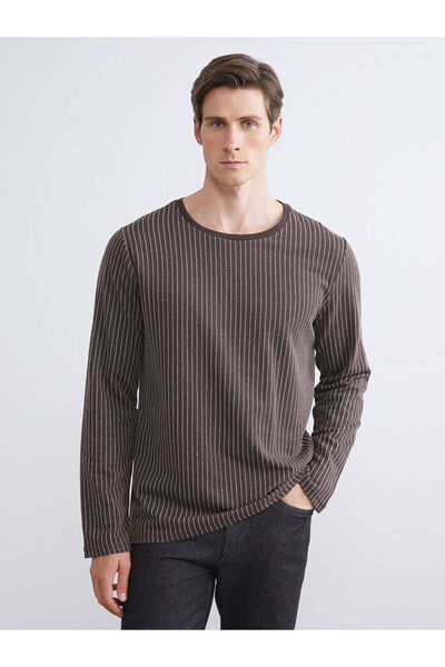 LC Waikiki Tricou pentru bărbați cu dungi bej guler rotund