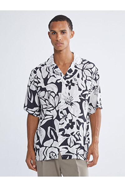 LC Waikiki Cămașă pentru bărbați din viscoză cu mânecă scurtă, cu guler resor...