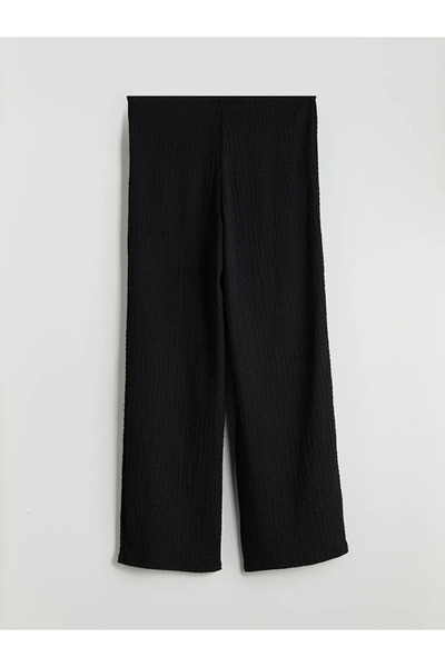 LC Waikiki Elastic Waist Textured Wide Leg Women's Trousers