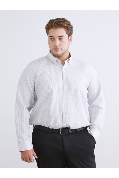 LC Waikiki Men's Regular Fit Long-Sleeve Plaid Dobby Shirt