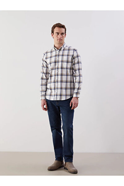 LC Waikiki Чоловіча сорочка Regular Fit з довгим рукавом у клітинку з габардину