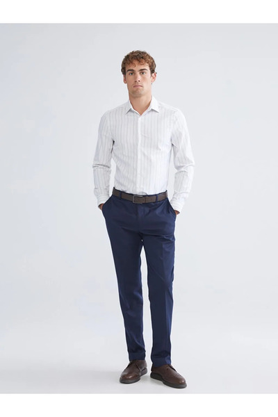 LC Waikiki Ανδρικό ριγέ μακρυμάνικο πουκάμισο με λεπτή εφαρμογή