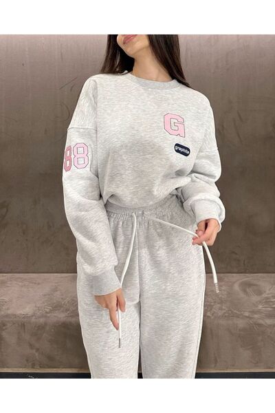 darkopia Unisex Men's Women's Graphite 88 Printed 3 Thread Crew Neck Tracksuit Set