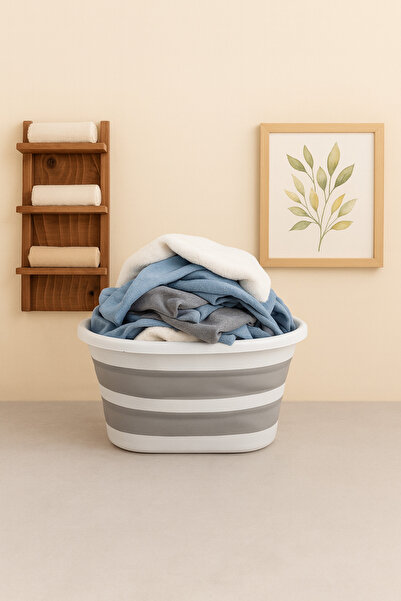 EVONİTA Katlanabilir Çamaşır Leğeni 25 Lt Akordiyon Katlanır Sepet Yer Kaplam...