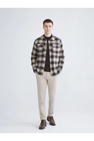 LC Waikiki Jachetă cămașă pentru bărbați în carouri cu mânecă lungă, cu croia...