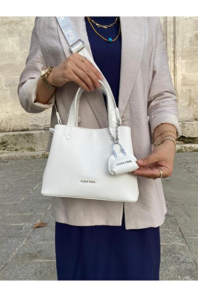 H&D COLLECTİON 4-Compartment Soft Leather Long Strap Very Useful Hand and Shoulder Bag with Charm Gift