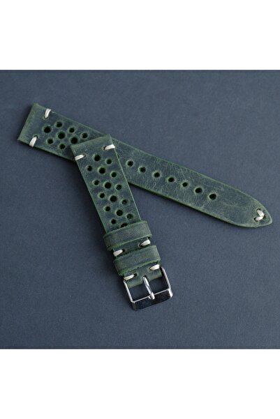 Yaydan Deri Aksesuar 22mm Yeşil Racing Deri Kordon