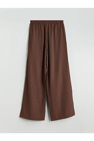 LC Waikiki Γυναικείο παντελόνι με υφή φαρδύ πόδι με ελαστική μέση