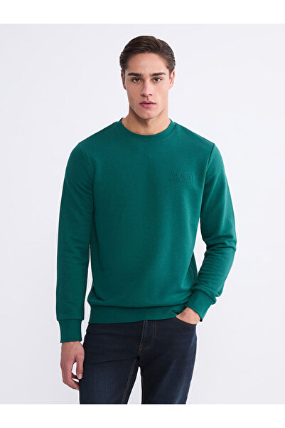LC Waikiki Green Crew Neck Printed Men's Sweatshirt