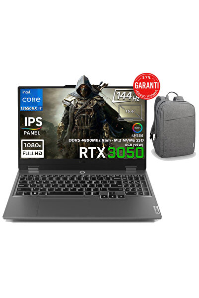 LENOVO LOQ i7-13650HX 24GB 1TB SSD 6GB RTX 3050 95W 144Hz 15.6'' FHD IPS W11 Pro 83DV011CTR + Çanta Hediye
