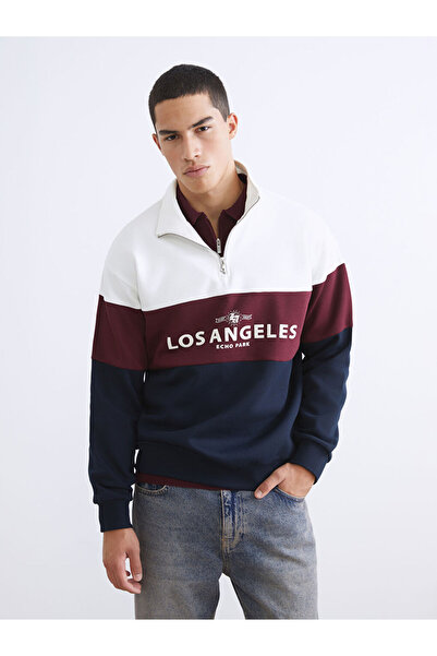 LC Waikiki Funnel Neck Color Block Men's Sweatshirt