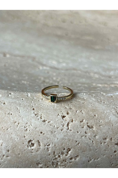 Font خاتم قابل للتعديل من حجر الزركون الأخضر على شكل إصبع السبابة