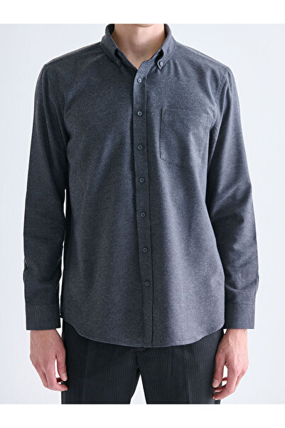 LC Waikiki Anthracite Regular Fit Long Sleeve Men's Lumberjack Shirt