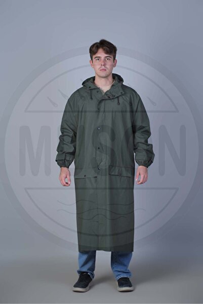 Muson Uzun Pardesü Yağmurluk – Su Geçirmez, Çift Cepli, Kapüşonlu, Rüzgar ve Yağmura Dayanıklı