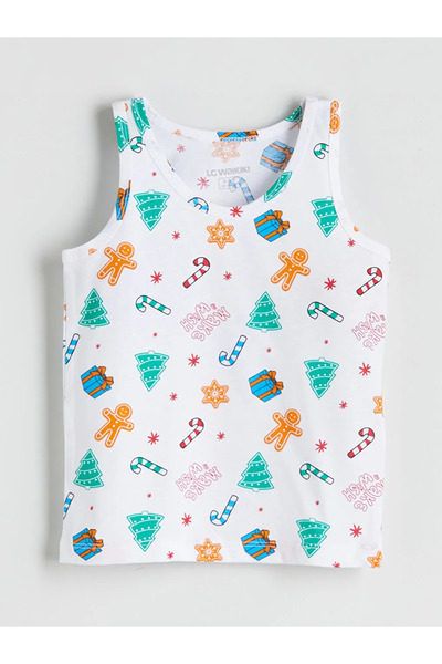 LC Waikiki Crew Neck Printed Boy's Undershirt, 2-pack