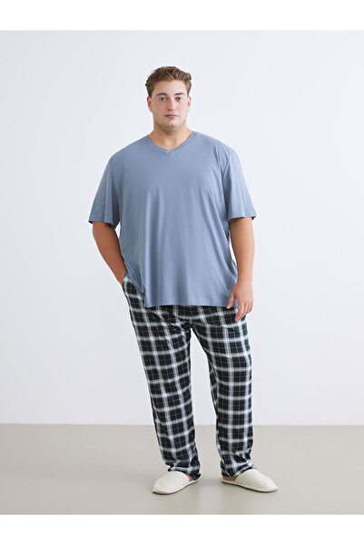 LC Waikiki Plus Size Standard Fit Plaid Men's Pajama Bottoms