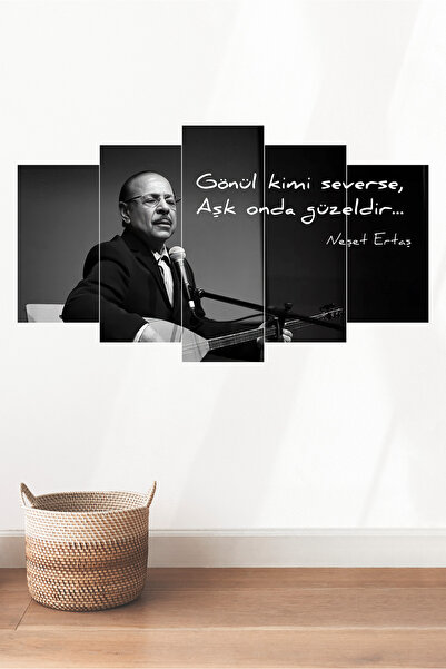 TABLOX 5 Parça MDF Ahşap Tablo Dekoratif Duvar Dekorasyon - Neşet Ertaş
