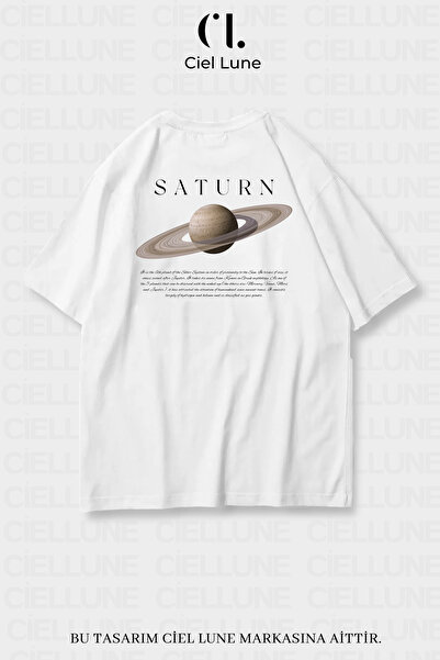 Ciel Lune Unisex Women Men Saturn Printed Special Design Oversize T-shirt