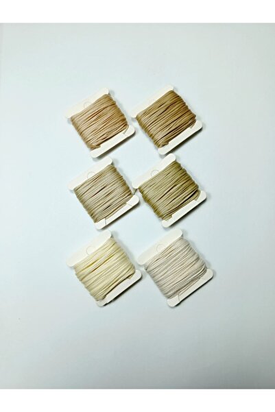 Eskişehir hobi sanat 1 mm 8 Meters 6 Colors Waxed Cord (Total 60 Meters) Cream Beige Colors Series