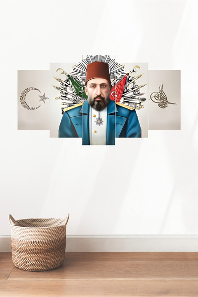 TABLOX 5 Parça MDF Ahşap Tablo Dekoratif Duvar Dekorasyon - Abdülhamid Tuğra ...