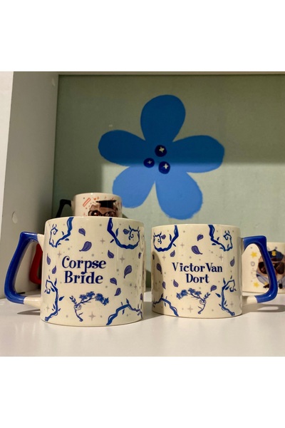 westartic Corpse Bride (Ölü Gelin) Emily ve Victor 2li Halloween Özel Çift Kupa Bardak Kahve Fincanı