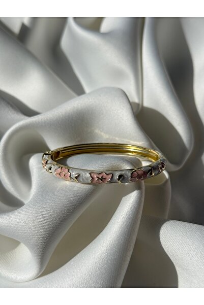 NB STEELORA مشبك مينا بتفاصيل باللون الأبيض والوردي