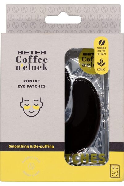 Beter Plasturi pentru conturul ochilor, fibre vegetale Konjac, model Coffee O'Clock, pachet de 10 perechi