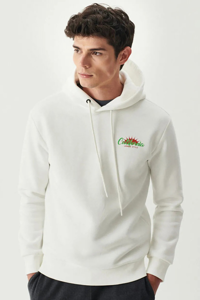 Lee Ανδρικό φούτερ από βαμβάκι Regular Fit Back με τύπωμα με κουκούλα SWEAT L222695 102