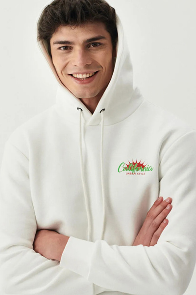 Lee Ανδρικό φούτερ από βαμβάκι Regular Fit Back με τύπωμα με κουκούλα SWEAT L222695 102