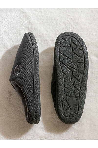 LC Waikiki Anthracite Men's Home Boots Slippers with Fur Inside