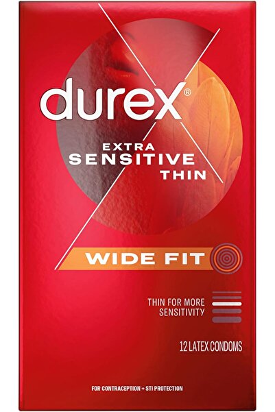Durex واقيات ذكرية فائقة الحساسية ومزلقة فائقة النحافة من اللاتكس الممتاز، مق...
